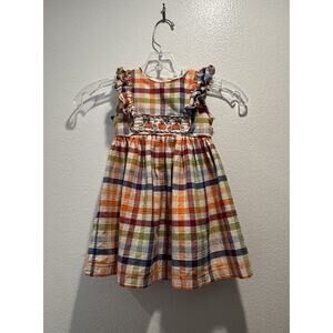 IRIS & IVY Baby Girls Size 24 Months Plaid Dress Pumpkin Country Colorful READ